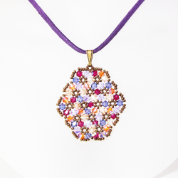 Pendant 45cm - Terence Oval-Purple Suedine - Pendant 45cm - Laiton bronze